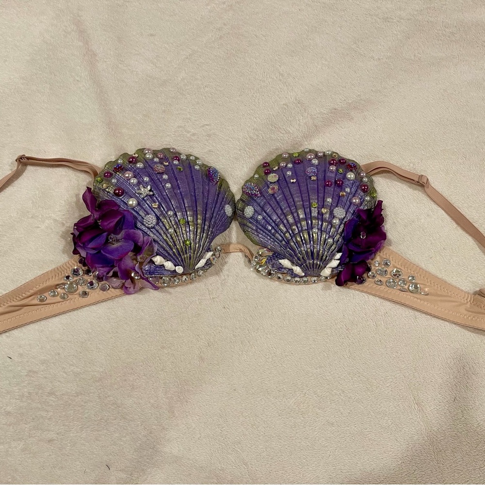 Purple Seashell Embellished Bra